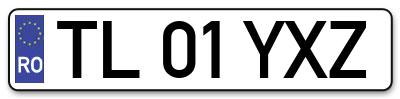 Placuta inmatriculare numar auto  TL-01-YXZ, TL 01 YXZ, TL01YXZ
