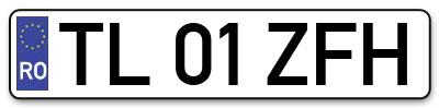 Placuta inmatriculare numar auto  TL-01-ZFH, TL 01 ZFH, TL01ZFH