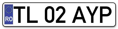 Placuta inmatriculare numar auto  TL-02-AYP, TL 02 AYP, TL02AYP