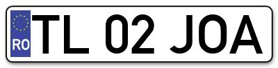 Placuta inmatriculare numar auto  TL-02-JOA, TL 02 JOA, TL02JOA