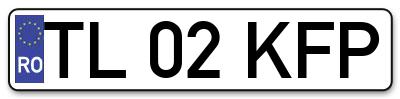 Placuta inmatriculare numar auto  TL-02-KFP, TL 02 KFP, TL02KFP