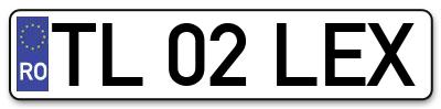 Placuta inmatriculare numar auto  TL-02-LEX, TL 02 LEX, TL02LEX