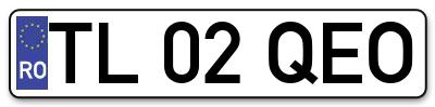 Placuta inmatriculare numar auto  TL-02-QEO, TL 02 QEO, TL02QEO