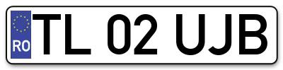 Placuta inmatriculare numar auto  TL-02-UJB, TL 02 UJB, TL02UJB