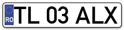 Placuta inmatriculare numar auto  TL-03-ALX, TL 03 ALX, TL03ALX