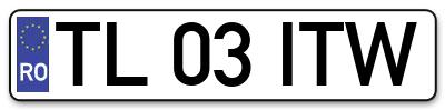 Placuta inmatriculare numar auto  TL-03-ITW, TL 03 ITW, TL03ITW