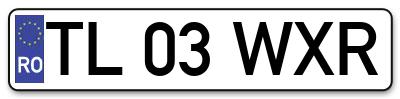 Placuta inmatriculare numar auto  TL-03-WXR, TL 03 WXR, TL03WXR