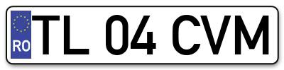 Placuta inmatriculare numar auto  TL-04-CVM, TL 04 CVM, TL04CVM