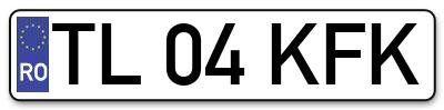 Placuta inmatriculare numar auto  TL-04-KFK, TL 04 KFK, TL04KFK