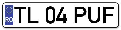 Placuta inmatriculare numar auto  TL-04-PUF, TL 04 PUF, TL04PUF