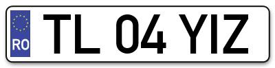 Placuta inmatriculare numar auto  TL-04-YIZ, TL 04 YIZ, TL04YIZ