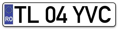 Placuta inmatriculare numar auto  TL-04-YVC, TL 04 YVC, TL04YVC
