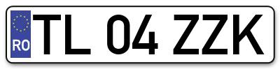 Placuta inmatriculare numar auto  TL-04-ZZK, TL 04 ZZK, TL04ZZK