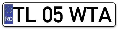 Placuta inmatriculare numar auto  TL-05-WTA, TL 05 WTA, TL05WTA