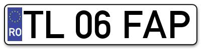 Placuta inmatriculare numar auto  TL-06-FAP, TL 06 FAP, TL06FAP