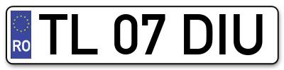 Placuta inmatriculare numar auto  TL-07-DIU, TL 07 DIU, TL07DIU
