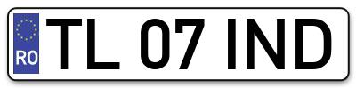 Placuta inmatriculare numar auto  TL-07-IND, TL 07 IND, TL07IND