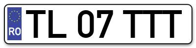 Placuta inmatriculare numar auto  TL-07-TTT, TL 07 TTT, TL07TTT
