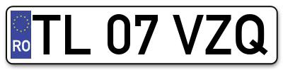Placuta inmatriculare numar auto  TL-07-VZQ, TL 07 VZQ, TL07VZQ