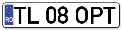 Placuta inmatriculare numar auto  TL-08-OPT, TL 08 OPT, TL08OPT