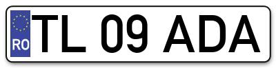 Placuta inmatriculare numar auto  TL-09-ADA, TL 09 ADA, TL09ADA