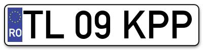 Placuta inmatriculare numar auto  TL-09-KPP, TL 09 KPP, TL09KPP