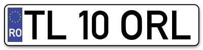 Placuta inmatriculare numar auto  TL-10-ORL, TL 10 ORL, TL10ORL