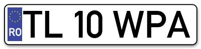 Placuta inmatriculare numar auto  TL-10-WPA, TL 10 WPA, TL10WPA