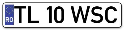 Placuta inmatriculare numar auto  TL-10-WSC, TL 10 WSC, TL10WSC