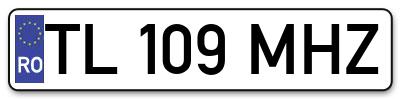 Placuta inmatriculare numar auto  TL-109-MHZ, TL 109 MHZ, TL109MHZ