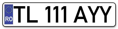 Placuta inmatriculare numar auto  TL-111-AYY, TL 111 AYY, TL111AYY