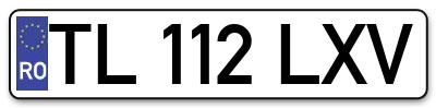 Placuta inmatriculare numar auto  TL-112-LXV, TL 112 LXV, TL112LXV
