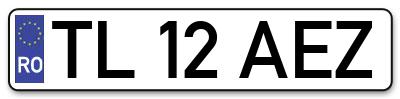 Placuta inmatriculare numar auto  TL-12-AEZ, TL 12 AEZ, TL12AEZ