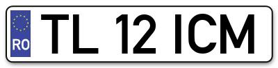 Placuta inmatriculare numar auto  TL-12-ICM, TL 12 ICM, TL12ICM