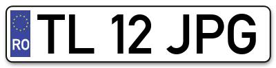 Placuta inmatriculare numar auto  TL-12-JPG, TL 12 JPG, TL12JPG