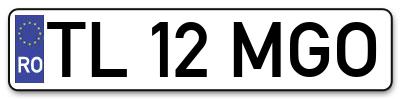 Placuta inmatriculare numar auto  TL-12-MGO, TL 12 MGO, TL12MGO