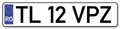 Placuta inmatriculare numar auto  TL-12-VPZ, TL 12 VPZ, TL12VPZ