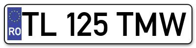 Placuta inmatriculare numar auto  TL-125-TMW, TL 125 TMW, TL125TMW