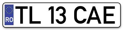 Placuta inmatriculare numar auto  TL-13-CAE, TL 13 CAE, TL13CAE