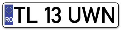 Placuta inmatriculare numar auto  TL-13-UWN, TL 13 UWN, TL13UWN