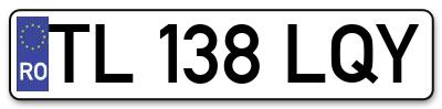 Placuta inmatriculare numar auto  TL-138-LQY, TL 138 LQY, TL138LQY