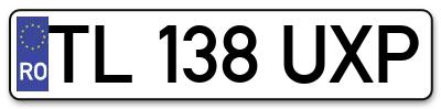 Placuta inmatriculare numar auto  TL-138-UXP, TL 138 UXP, TL138UXP