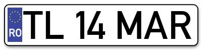 Placuta inmatriculare numar auto  TL-14-MAR, TL 14 MAR, TL14MAR