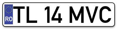 Placuta inmatriculare numar auto  TL-14-MVC, TL 14 MVC, TL14MVC