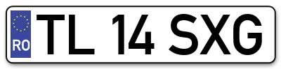Placuta inmatriculare numar auto  TL-14-SXG, TL 14 SXG, TL14SXG