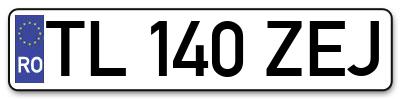 Placuta inmatriculare numar auto  TL-140-ZEJ, TL 140 ZEJ, TL140ZEJ