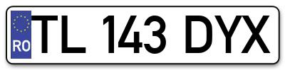 Placuta inmatriculare numar auto  TL-143-DYX, TL 143 DYX, TL143DYX