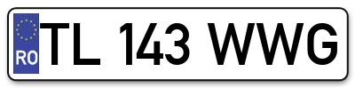 Placuta inmatriculare numar auto  TL-143-WWG, TL 143 WWG, TL143WWG