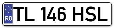 Placuta inmatriculare numar auto  TL-146-HSL, TL 146 HSL, TL146HSL