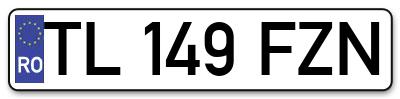 Placuta inmatriculare numar auto  TL-149-FZN, TL 149 FZN, TL149FZN